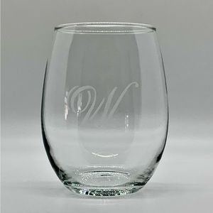 Crystal Etched W Wine Glass